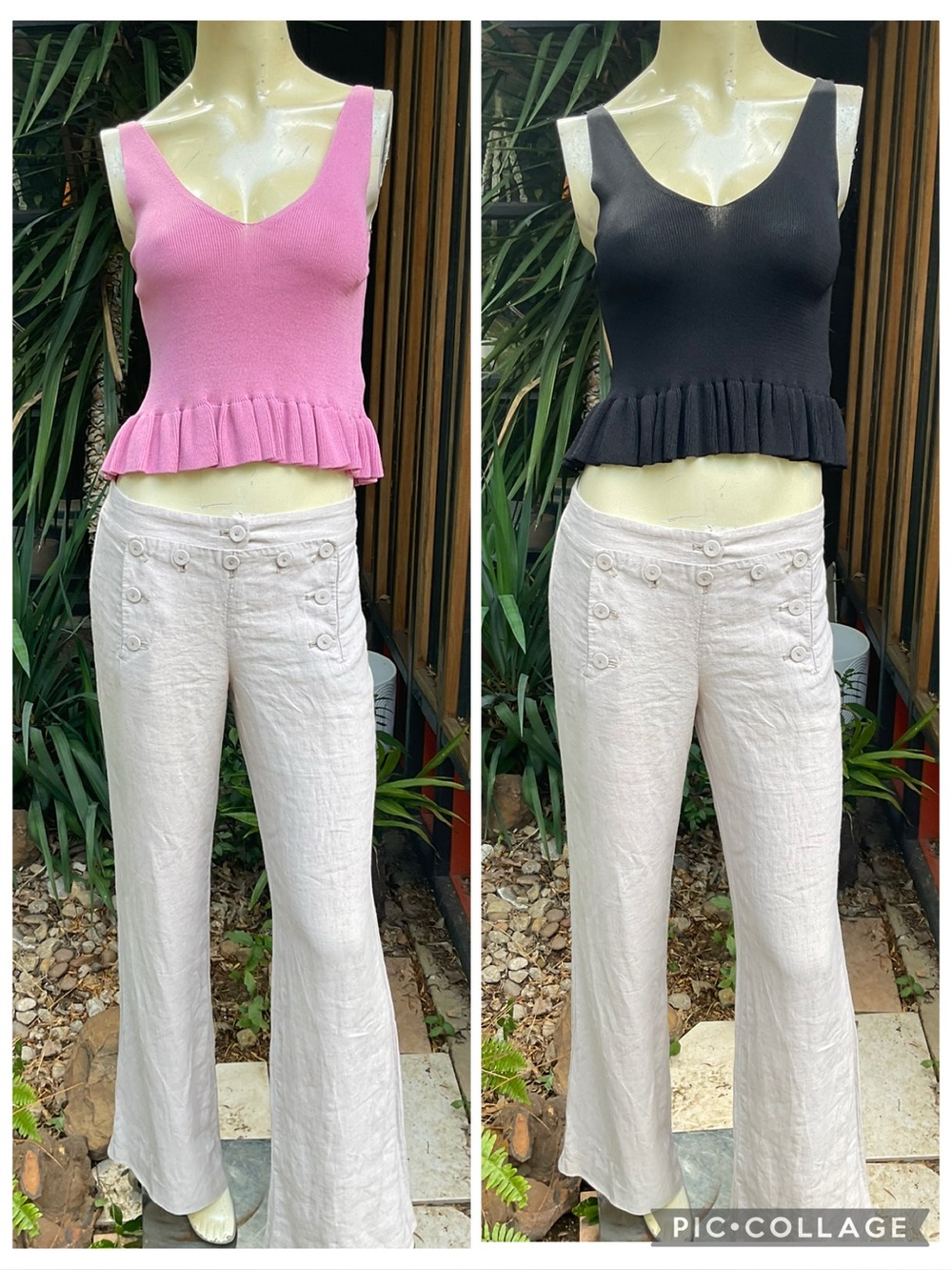 2 NEW Topshop Sweater Tank Top Ruffle Peplum Knit Pink and Black Size 4 Small